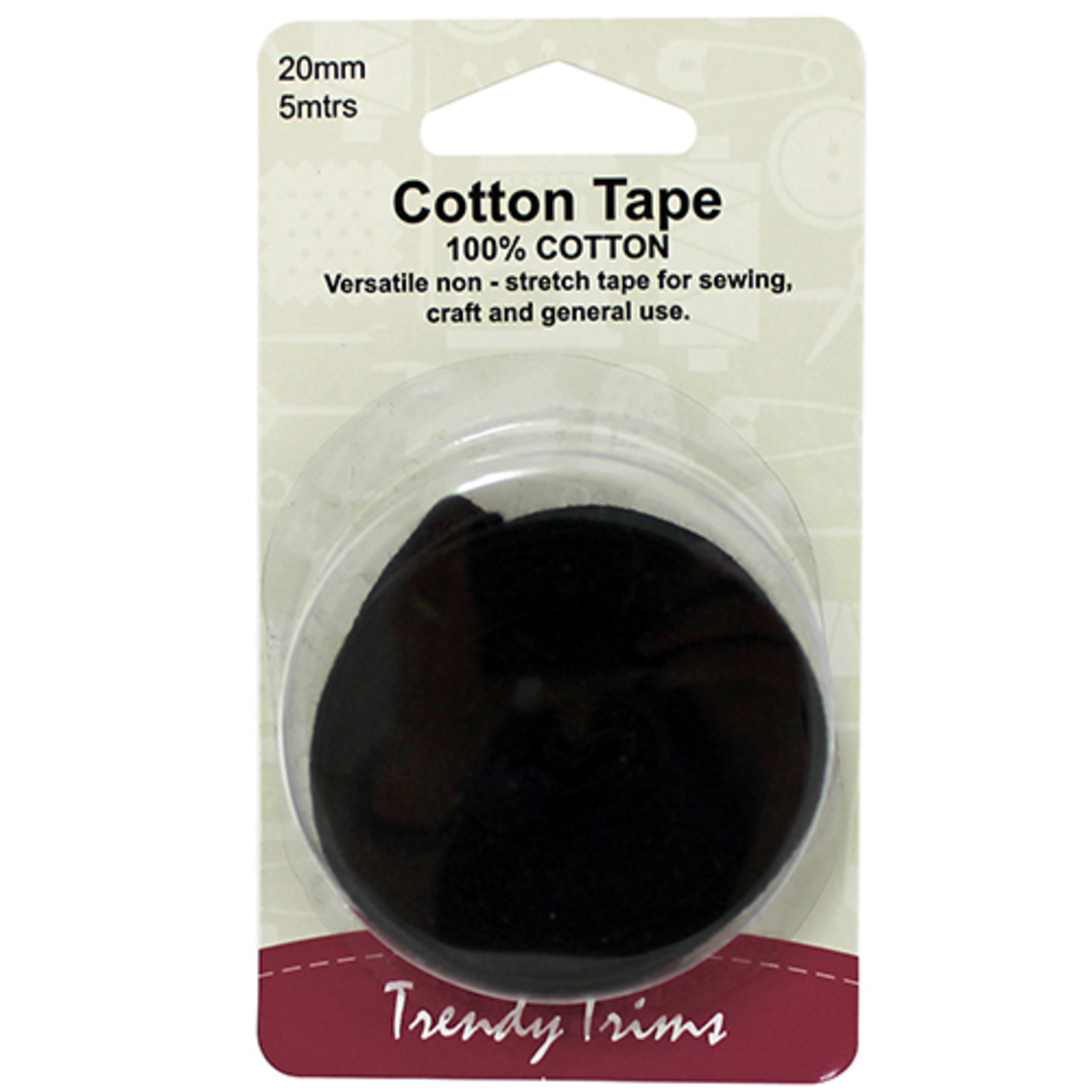 Cotton Tape 6mm Black image 0